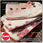 Beef belly samcan SHORTPLATE USDA US CHOICE SWIFT (black label) frozen +/- 30% FAT PORTIONED CUT for CUSTOM SLICE +/- 1 kg/pc (price/kg)